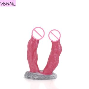 Articoli di bellezza Silicone liquido Dildo piccolo a doppia testa Uomini e donne con plug anale da cortile Massaggio per adulti Masturbatore Giocattoli sexy