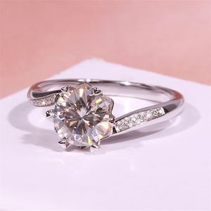 Wedding Rings 14K White Gold Round Cut Luxury Single row drill Engagement Anniversary 220829