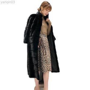 Women's fur New Winter Warm Keep Luxury Real Rabbit Long Coat Women Shaved Natural Cut Whole Fur Factory Dropshipping Overcoat Wsr816 L220829