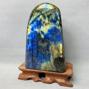 Statuette decorative Labradorite viola naturale a doppia faccia Pietra di luna Ornamento spirituale per la casa e forniture per altare di stregoneria Guarigione della pietra