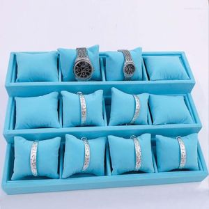Jewelry Pouches Velvet Stackable Watch Store Display Showcase Holder Organizer Storage Trays With 12 Grids Pillow Tray