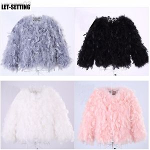 Women's fur Faux Fur LATE SETTING new winter ostrich turkey feathers Women fur coat L220829