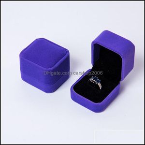 Aufbewahrungsboxen Bins Mticolour Flannelette Schmuck Geschenkbox Quadratischer Ring Ohrring Ohrstecker Ornament Container Damen Juwelen Cas Carshop2006 Dhzeg