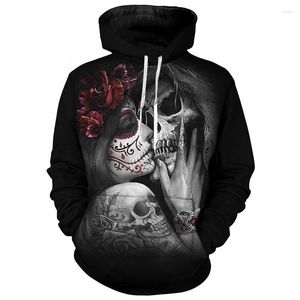 Erkek Hoodies 2022 Yüksek kaliteli kapüşonlu Kafatası Güzellik Öpüşme Moda Sweatshirtler Uzun Kollu Baskılı Siyah Katlar Plus Boyut Erkekler/Kadınlar S-6XL