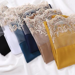 2022 Crown Spitze verziert Hijab Schal für muslimische Frauen Malaysia Styel Kopf Wrap 180X70CM