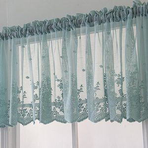 Curtain Fashion Beauty Short Tulle Curtains For Kitchen Finished White Floating Sheer Yarn Rod Pocket Rural Lace