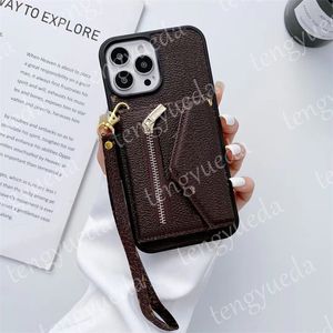 iPhoneのデザイナーカードホルダー電話ケース14 Pro Max Leather Wallet Phone Cover with Samsung Galaxy S22 S21 Ultra S20 Plus