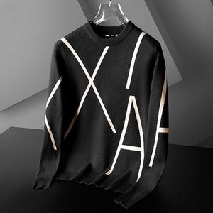 Sweaters masculinos Designer de marca de ponta Designer de lã de inverno Moda Black Sweater de impressão geométrica de malha de malha de malha 220829