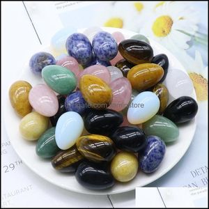 Stone 20mmx30mm Natural Carved Egg Stone Ornament Healing Crystal Mascot Mas Accessory Minerale Gemstone Reiki Home Deco DHSeller2010 DHZTC