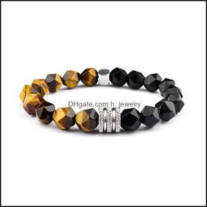 Charm Bracelets Men Stone Bracelet Handmade 10 Faceted Tiger Eye Beads Bracelets Summer Stainless Steel Spacer Jewelry G Dhseller2010 Dhjqn