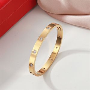 Pulseira de moda pulseira de pulseira pulseira de diamantes pulgle jóias de luxo mulheres titânio aço liga ouro banhado a ouro prata rosa jóias