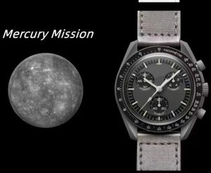 Bioceramic Planet MERCURY Herrenuhren, voll funktionsfähige Quarz-Chronographenuhr, Mission To MOON, 42 mm Nylon-Luxusuhr, limitierte Auflage, Master-Paar-Armbanduhren