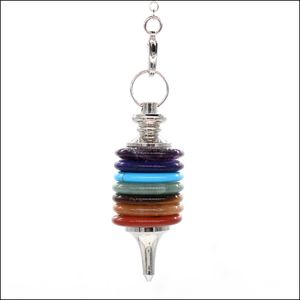 Collane con ciondolo 7 Chakra Ruote della vita Charms Pendolo Rabdomanzia Divinazione Pendenti a catena Uomo Donna Regalo per gioielli Makin Mjfashion Dhjor