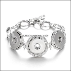 Charm Bracelets Fahion Snap Bracelet Link Bangles Charms Metal Bracelets For Women Fit Three 18Mm Snaps Button Jewelry Drop D Lulubaby Dh0Gy