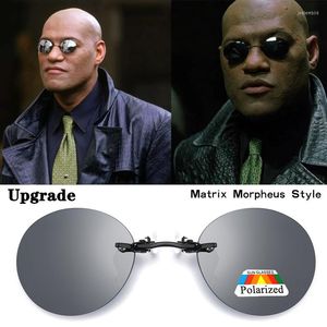 Gafas de sol con Clip en la nariz, gafas de sol redondas sin montura Matrix polarizadas, Mini gafas sin marco Vintage mejoradas, gafas de sol para hombres UV400