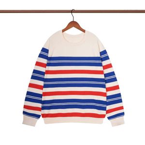 Top Quality Designer Paris hoodie Blue and red striped jacquard crew neck wool sweater Sweaters Men's Hoodies Fashion Women's Sweatshirts Hoodies