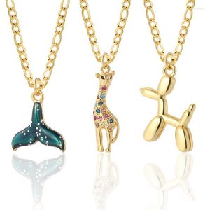 Pendant Necklaces Dog Fish Animals Cute Necklace For Women Whale Shell Gold Color Couple Stainless Steel Long Chain Link Friend