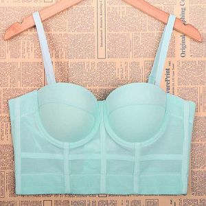 Bustiers korsetter Mesh Corset Bra Women Sexy and Topps Corsage Bras Wear Outside Fashion Push Up Lingerie Party Croppe Bodice