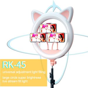 20 inch LED Selfie Ring Light Cat Ear Dimable Level Pography Lighting for Makeup Video YouTube Tattoo Phone Studio Light206F