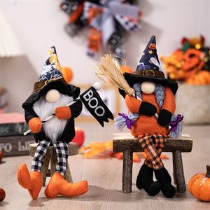 Altri articoli per feste per eventi Decorazione di Halloween Bambola senza volto Scopa da strega Gambe lunghe Cappello alto Bambola nana Decorazione del desktop per la casa Ornamenti Regalo per bambini 220829