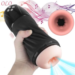 Adult Massager Fake Cunt Voice Flirting Sucking Vibrator Soft Male Masturbation Cup Penis Ass Stimulator 12 P6 Modes Toys for Men