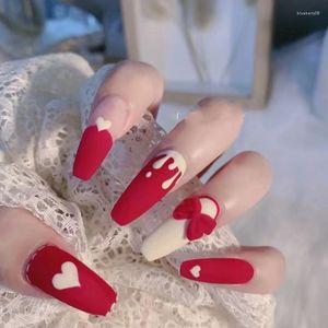 مسامير كاذبة 24pcs Press-On Set pattern design deam nail french cover full cover fay with glue diy manicure art