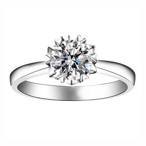 Anelli di nozze rotondi brillanti taglio 14k fiocchi di neve in oro bianco anello 1ct 2ct 3ct Lab Diamond Engagement Anniversary Ring Female 220829