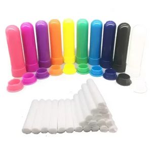 100 ensembles diffuseurs d'huile essentielle colorés aromathérapie vierge tubes d'inhalateur nasal diffuseur avec des mèches de coton de haute qualité