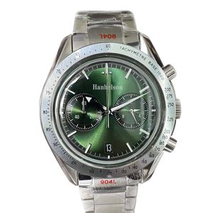 2022 Mens Watch Green face Convex glass VK Quartz movement Full working Chronograph Heavy satinless steel Designer Male wristwatch