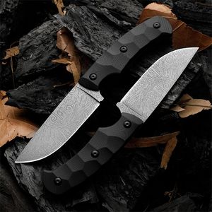 Kampanj H8261 Outdoor Survival Rak Jaktkniv D2 Etsning Drop Point Blade Full Tang G10 Handtag Fixed Blade Knivar med Kydex