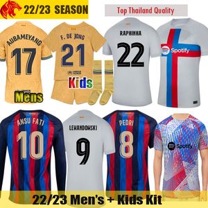 22 23 Barcelona LEWANDOWSKI Soccer Jerseys ANSU FATI Camiseta 2022 2023 MEMPHIS PEDRI barca KESSIE FERRAN RAPHINHA BRAITHWAITE Football Shirt Men Jersey Kids Kit