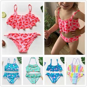 Flickor baddräkt högkvalitativ flickor badkläder två stycken barn bikini set biquini infantil simning för barn