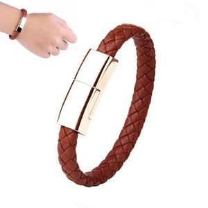 Bracelet Wrist Charging Cables USB Portable Braided Leather 22.5cm Fast Data Charge Cord For Samsung Huawei Xiaomi Micro Cable