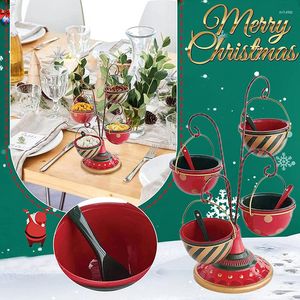 Decoraciones navideñas soporte de bocadillos alimentos para servir bandeja bandeja soporte de cupcake tazón de tazón de fruta decoración de mesa adornos