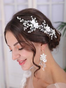 Headpieces Silver Tiara Hairpin Wedding Headdress Flower Hair Jewelry Set Prom Party Decoration Elegant Women Bridal Accessories