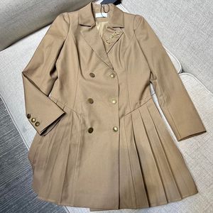 Letter Pin Blazers Dress Lady Lapel Neck Dresses Gold Button Ornament Slim Dress 2 Colors Luxury Skirts