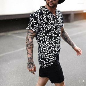 Camisas casuais masculinas moda masculino Hawaiian Summer Floral Praia Praia Manga curta Slim Cam camisa Tops Blusa de fitness Camiseta