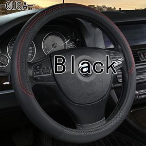 Tampa do volante Tampa de carro com agulhas e fios de couro artificial universal tamanho de 38 cm preto cinza vermelho
