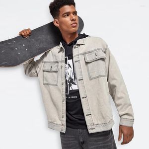 Herrjackor Spring Autumn Mens Cargo Denim Jacket Vintage Classic Jeans Coat Retro Cowboy Ytterkläder Topps för S-XXL för manlig storlek S-XXL