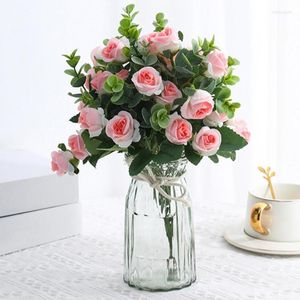 Fiori decorativi Buon fiore artificiale Viti trasparenti Finta seta Belle rose ornamentali con steli