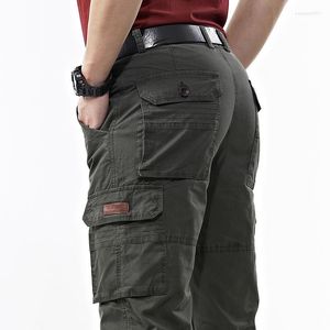 Męskie spodnie icpans armia wojskowa Ładunka Mężczyźni Bawełniany ludowy dżins Multi-Pockets Casual Spoders kombinezon 2022