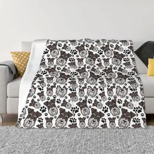 Decken Schnauzer Welpe Hund Plaid Decke Samt Frühling/Herbst Tier Cartoon Leichter Überwurf für Zuhause Couch Plüsch dünne Steppdecke