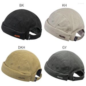 Czapki z daszkiem Clape sztruks 5-panelowy kapelusz Docker Bonnet Casquette Sans Visiere Homme Femme Marin Rolled Cuff Brimless