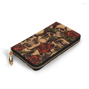 Portafogli NOISYDESIGNS Teschio gotico Donna e portamonete Portamonete lungo in vera pelle di mucca Portafoglio con pochette per telefono Borsa di design di lusso