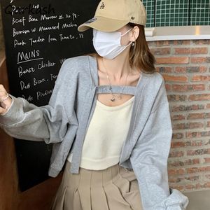 Women's Jackets Women Basic Spring Gray Solid Design All-match Holiday Teens Cropped Classic Stylish S Sale Korean Style Daily Chic