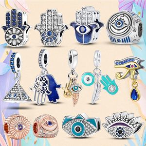 925 Silber Bead Fit Charms Pandora Charm Armband Devil Eyes Blue Charm Evil Eye Fatima Dämon Charms Ciondoli DIY Feine Perlen Schmuck