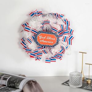 Decorative Flowers 30CM July 4Th Patriotic Garland Wall Hanging American Star-Spangled Banner Indoor Outdoor Art Festival Wreaths Decoration