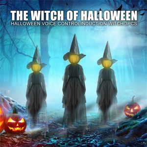 Outros suprimentos de festa de evento Halloween Outdoor Light Up Witches Decorations Garden Garden Growing Witch Head Scary Ghost Decor Hands Hands Horror Prop 220829