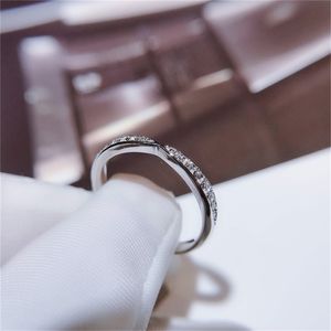 Wedding Rings 18k White Gold Tail ring DF Color Lab Diamond Engagement Anniversary jewelry 220829