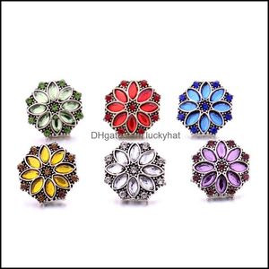 CLASPS HOODS RHINESTONE CLASPS CHUNK 18mm Snap Button Zircon Flower Charms BK för Snaps DIY Jewelry Finds Leverantörer Dhseller2010 Dhuyn